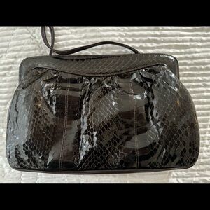Brown Real Leather Snakeskin Clutch